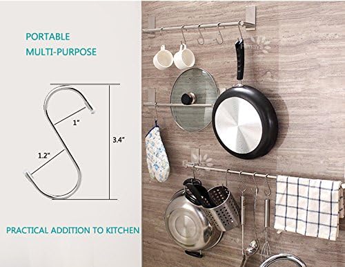 20 Pack 3.4" S Shaped Hooks Stainless Steel Metal Hangers Hanging Hooks for Kitchen, Work Shop, Bathroom, Garden