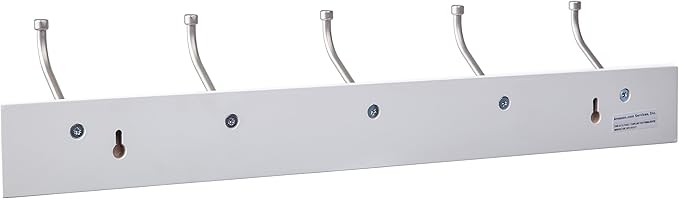 Rectangular Farmhouse Wall-Mounted Coat Rack with Storage Hooks, 5 Hooks, White