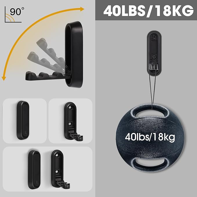 Folding Wall Hooks, 2 Pcs Foldable Black Coat Hooks Heavy Duty Foldable Hook Bathroom Towel Hooks Robe Hooks Wall Mounted for Hanging Coat Towels Clothes Hat Bags Keys