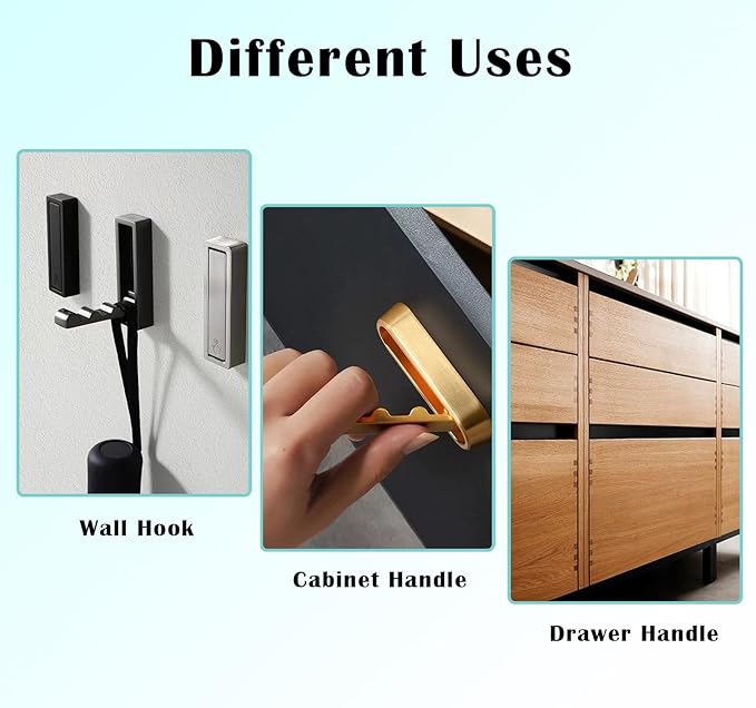 4 PCS Foldable Heavy Duty Alloyed Wall Hooks for Hanging Coats and Hangers, Sturdy Coat Hooks for Wall, Drawer Handle, Cabinet Handle Compatible with Adhesive Glue No Drill Design (White)