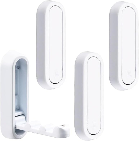 4 PCS Foldable Heavy Duty Alloyed Wall Hooks for Hanging Coats and Hangers, Sturdy Coat Hooks for Wall, Drawer Handle, Cabinet Handle Compatible with Adhesive Glue No Drill Design (White)