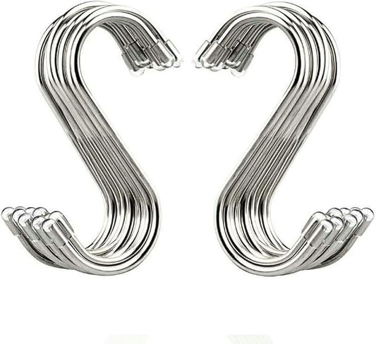 20 Pack 3.4" S Shaped Hooks Stainless Steel Metal Hangers Hanging Hooks for Kitchen, Work Shop, Bathroom, Garden