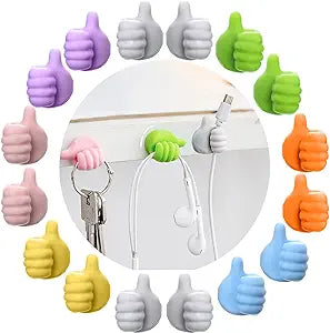 16Pcs Creative Silicone Thumb Wall Hook - Multifunction Adhesive Cable Clip ，Self Adhesive Thumb Cable Organizer Clips Key Hanger