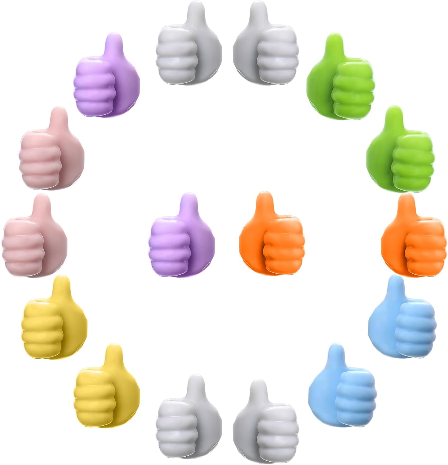 16Pcs Creative Silicone Thumb Wall Hook - Multifunction Adhesive Cable Clip ，Self Adhesive Thumb Cable Organizer Clips Key Hanger