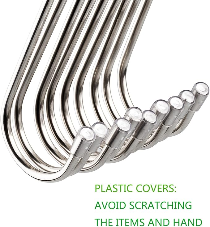 20 Pack 3.4" S Shaped Hooks Stainless Steel Metal Hangers Hanging Hooks for Kitchen, Work Shop, Bathroom, Garden