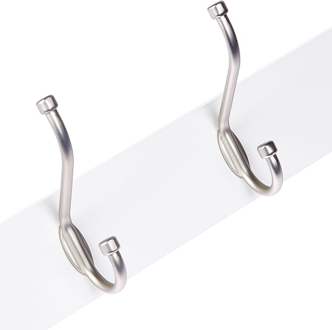 Rectangular Farmhouse Wall-Mounted Coat Rack with Storage Hooks, 5 Hooks, White